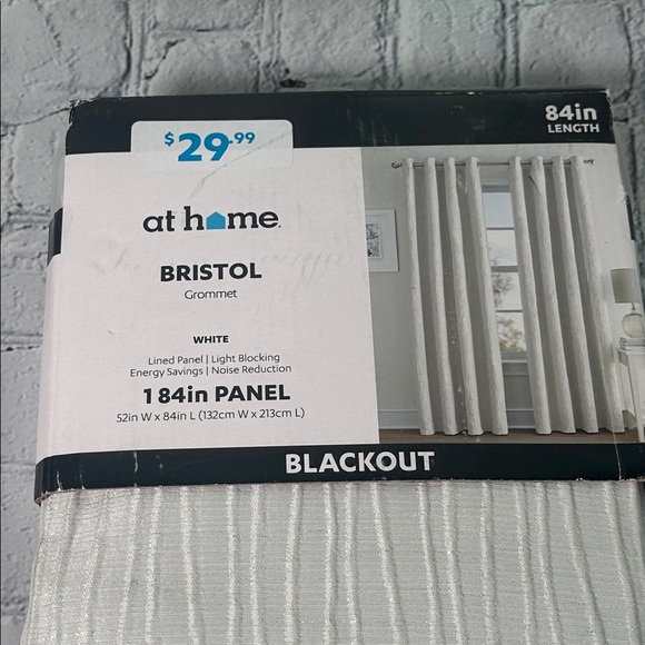 At Home Bristol Grommet White Silver Sparkly Blackout Curtain Panel 84” Panel - Picture 2 of 9